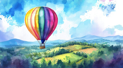 Fototapeta premium hot air balloon in the mountains