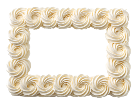Creamy Icing Frame, Isolated on Transparent Background. PNG
