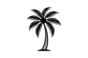 Obraz premium Coconut Palm Tree Sun and Wave Logo