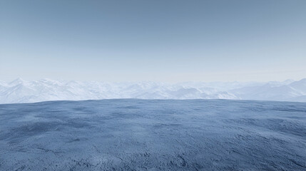 Frozen mountain landscape, clear sky, vast expanse, winter scenery, ideal for backgrounds