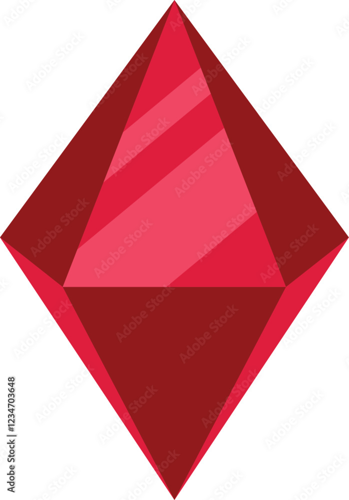 Poster multifaceted red gemstone, sparkling and gleaming with light reflections