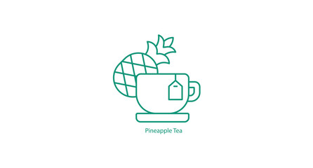 Pineapple Tea Icon Vector Design with Tropical Pineapple Elements
