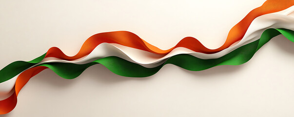 Obraz premium India Independence Day Banner Wavy Saffron White and Green Flag Design
