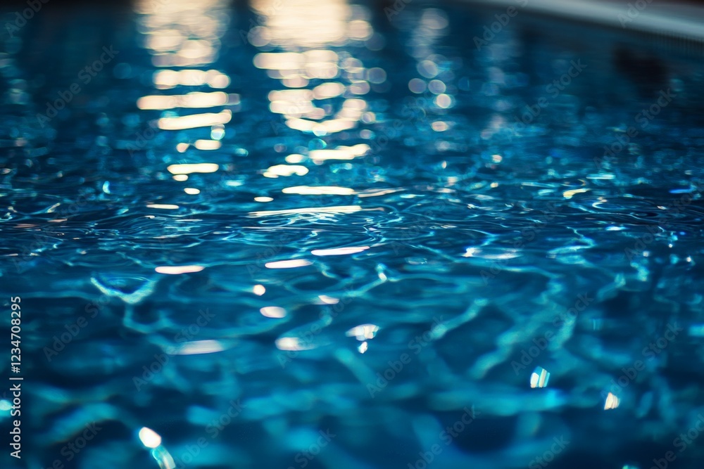 Poster water surface glistens under sunlight at a tranquil pool setting in the afternoon