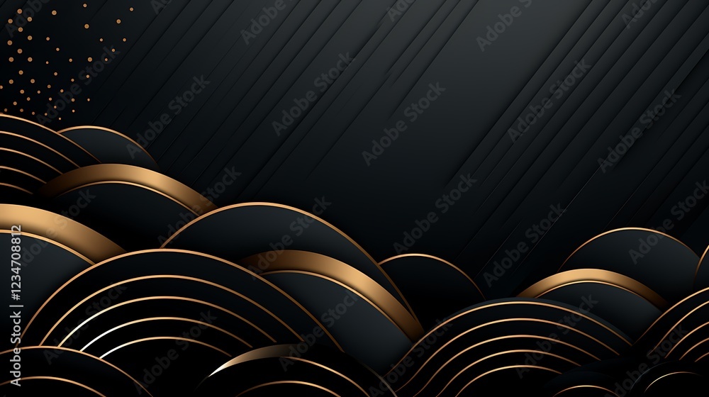 Poster abstract luxe: a captivating abstract design with a sophisticated blend of black and gold accents. t
