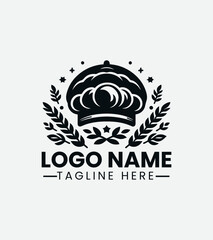 Bakery Beret Logo Design, Chef Hat Bakery Logo, French Bakery, Gourmet Bakery, Baking Logo