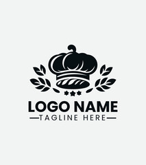 Bakery Beret Logo Design, Chef Hat Bakery Logo, French Bakery, Gourmet Bakery, Baking Logo