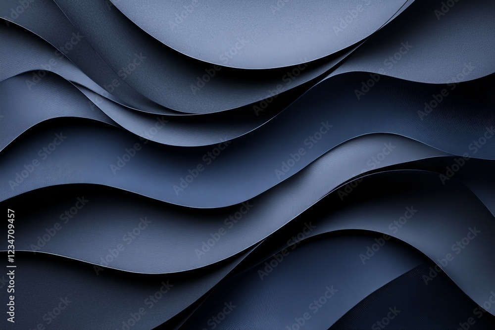 Poster Wavy patterns of dark material create a modern and sleek aesthetic in this abstract design