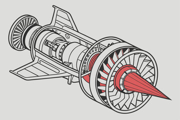  Technical schematic, jet engine cutaway, intricate details, engineering blueprint, cross-section diagram, exploded view, precision drafting, aerospace technology, mechanical complexity, turbine com © Manik Mia