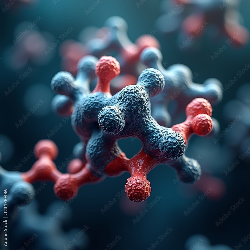 Poster 3d model of a molecule, showcasing its intricate structure