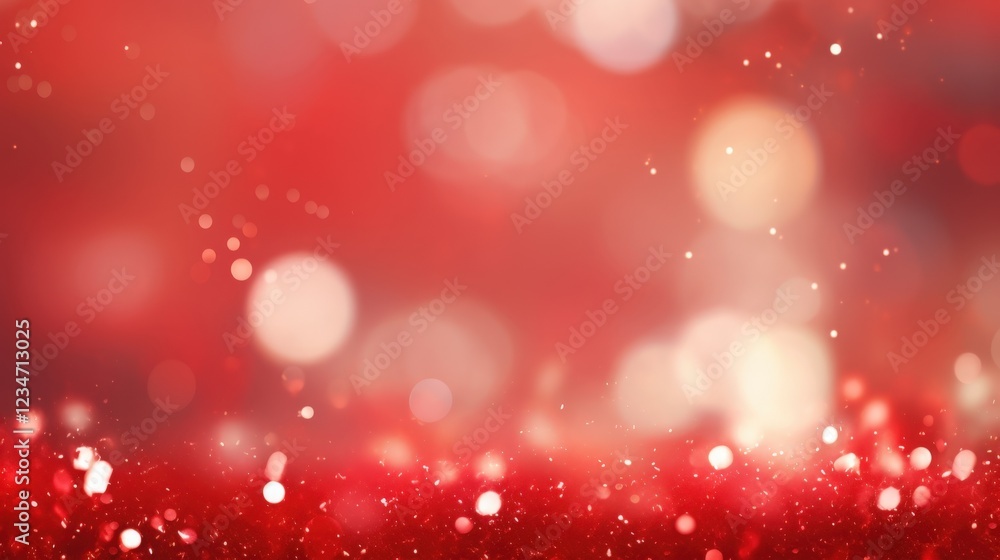 Poster red bokeh background with snowflakes creating a chaotic yet enchanting atmosphere for holiday and wi
