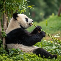 giant panda eating bamboo