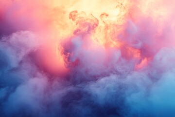 Naklejka premium Colorful smoke swirls create an abstract backdrop of vibrant hues in a mystical atmosphere