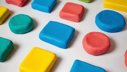Colorful Playdough Shapes on White Background