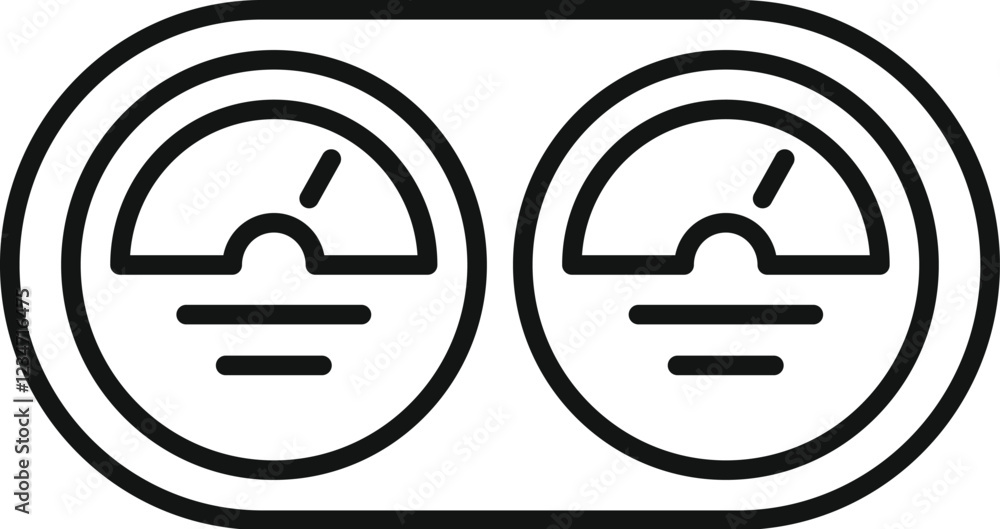 Poster control panel with two round gauges indicating altitude and airspeed, essential instruments for flig