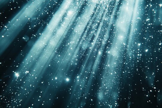 Shimmering particles and stunning light bursts in cosmic dust motes. Captivating lens effects with radiant rays of illumination for dynamic photography collections