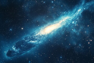 Fototapeta premium Exploration of a vibrant galaxy in deep space showcasing swirling gas and bright stellar formations