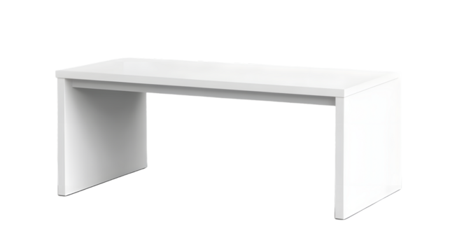 Modern office desk in white with clean lines on white or transparent background