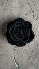 Black rose against a gray background