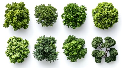 Obraz premium Various green tree types natural environment botanical photography top view