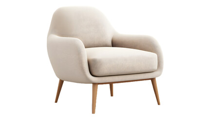  Minimalistic modern armchair with sleek wooden on white or transparent background