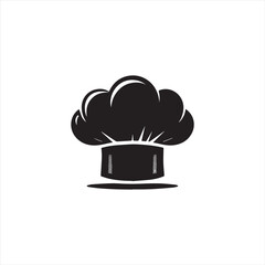 Illustration of a cook with his hat in the shape of a cloud, on black white vector