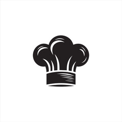 Illustration of a cook with his hat in the shape of a cloud, on black white vector