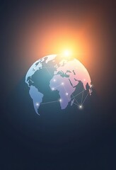 Fototapeta premium Global Network Illuminated Earth Connections Sunrise