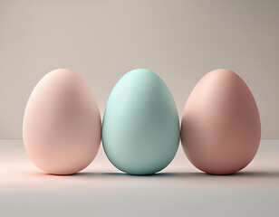 Einfache Ostereier in sanften Pastellt&ouml;nen auf wei&szlig;em Hintergrund