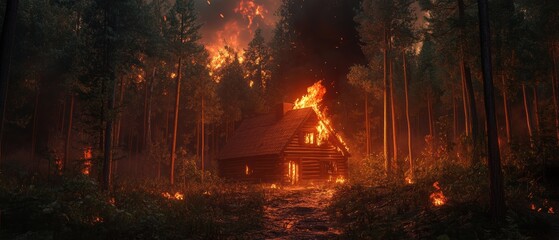 Dramatic gigapixel aerial of forest fire in dynamic wilderness landscape