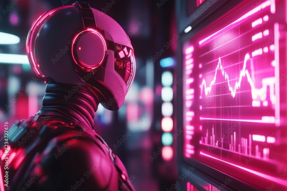 Poster A futuristic visualization of two holographic charts aligning respective data points with glowing lines, set in a high-tech environment