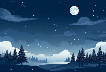 Stunning Night Sky with Radiant Full Moon