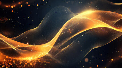Obraz premium Luxurious abstract background with flowing golden waves and sparkles