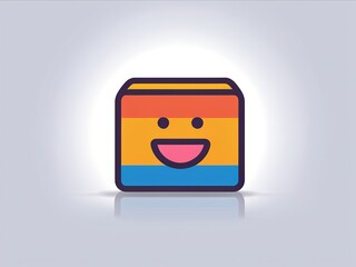 Colorful smiling cube in bold line style on white background