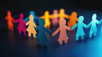 A group of paper people holding hands in an empty space, symbolizing unity and support for the agoraphobic community