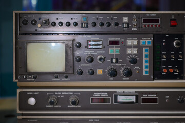 close up of a vintage Spectrum Analyzer panel