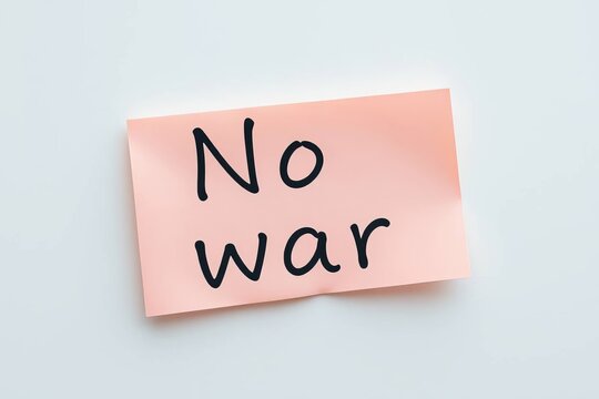 Text No war on pink note on white background