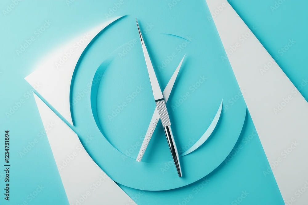 Poster A minimalist depiction of a scalpel with a single precise line cutting through a bold shape, symbolizing expertise and precision