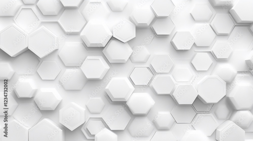 Poster abstract geometric white hexagon background with 3d rendering seamless pattern