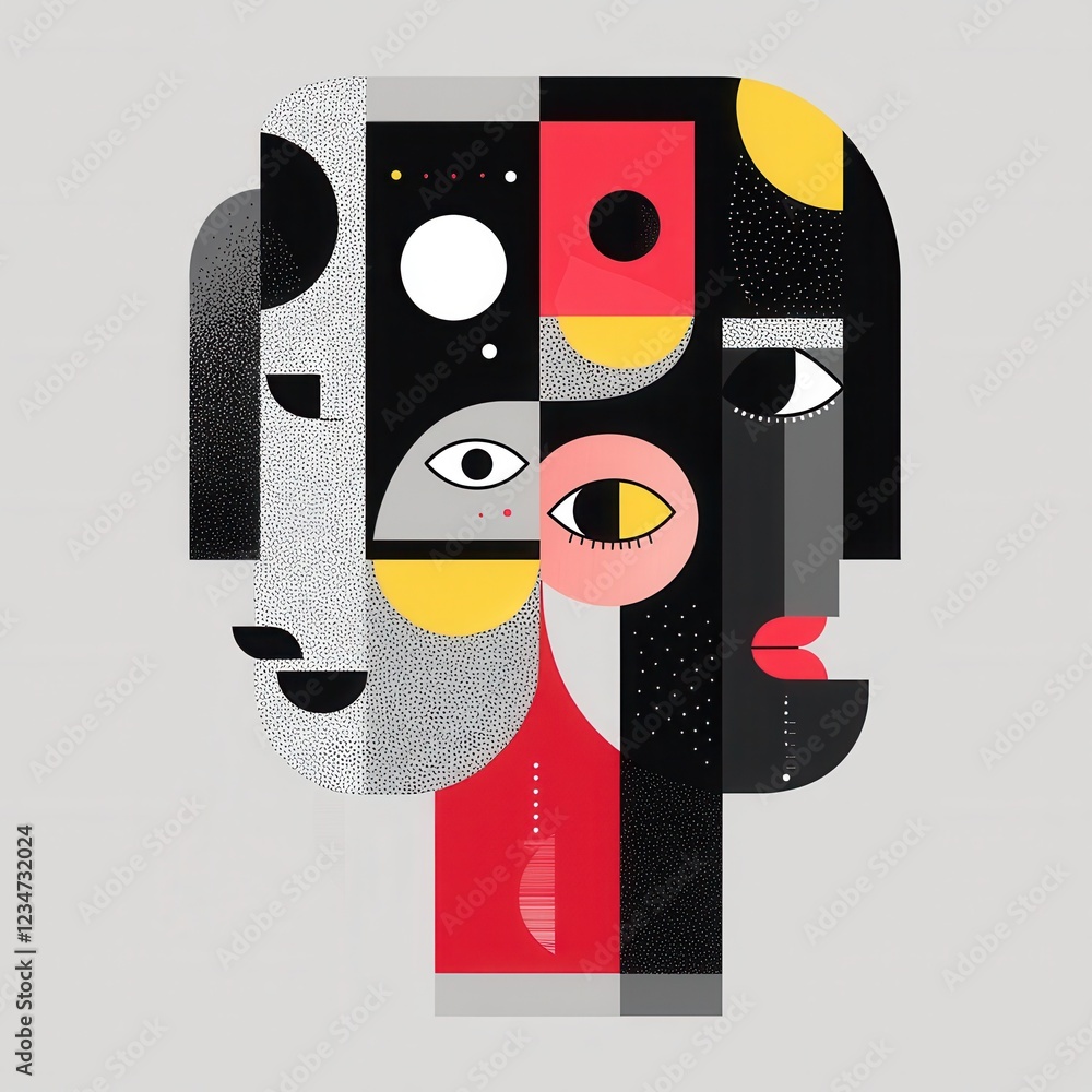 Poster Exploring psychological complexity in abstract art studio setting digital minimalist environment close-up view