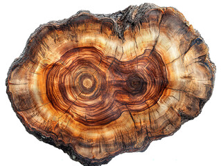 Cross Section of Brown Tree Stump with Detailed Age Rings