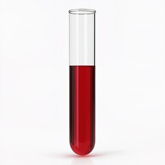 A test tube with a red liquid, isolated on a white background.