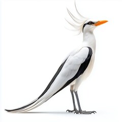 Obraz premium Elegant White Bird with Unique Crest and Vibrant Orange Beak