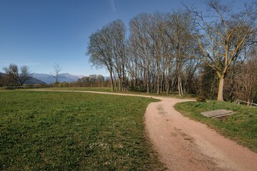 Walking in the park of Quassa, north Italy