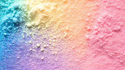 Obraz premium A macro shot of rainbow-colored powders in a gradient