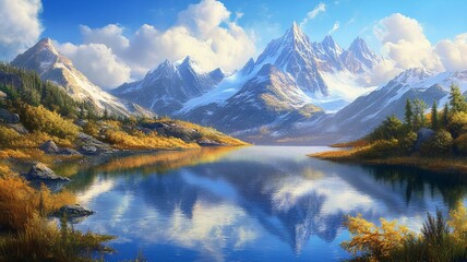Obraz premium mountain lake in the autumn season