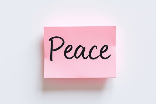 Text peace on pink note on white background