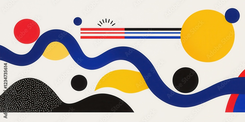 Poster dynamic minimalistic abstract illustrations modern art gallery graphic design creative space top vie