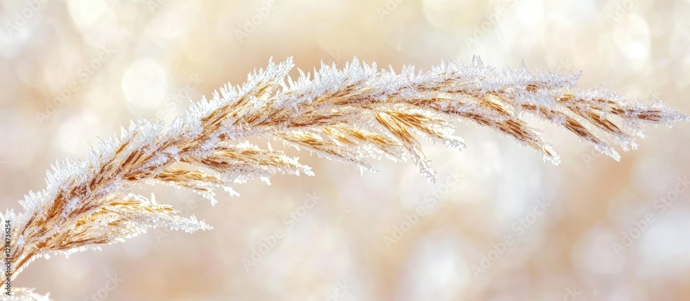 Aufkleber frosted wheat grass stalk in soft focus background with copy space for text