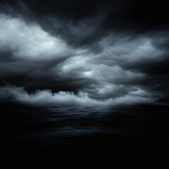 Dramatic stormy skies above tranquil ocean nature scene moody atmosphere aerial view reflection of clouds